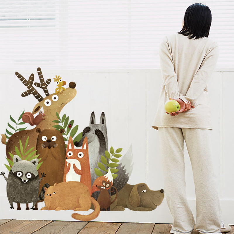 Wall Stickers Big Forest Animals Cartoon Children's Room Kindergarten Decoration Stickers