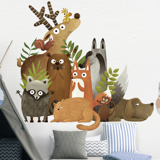 Wall Stickers Big Forest Animals Cartoon Children's Room Kindergarten Decoration Stickers