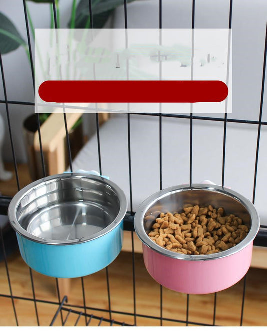 Gamelle fixe en acier inoxydable pour chien et chat Gamelle pour chat Cage pour chien Eau anti-renversement pour chien