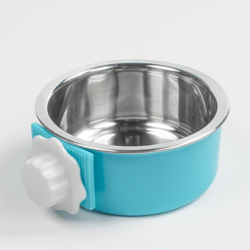 Gamelle fixe en acier inoxydable pour chien et chat Gamelle pour chat Cage pour chien Eau anti-renversement pour chien