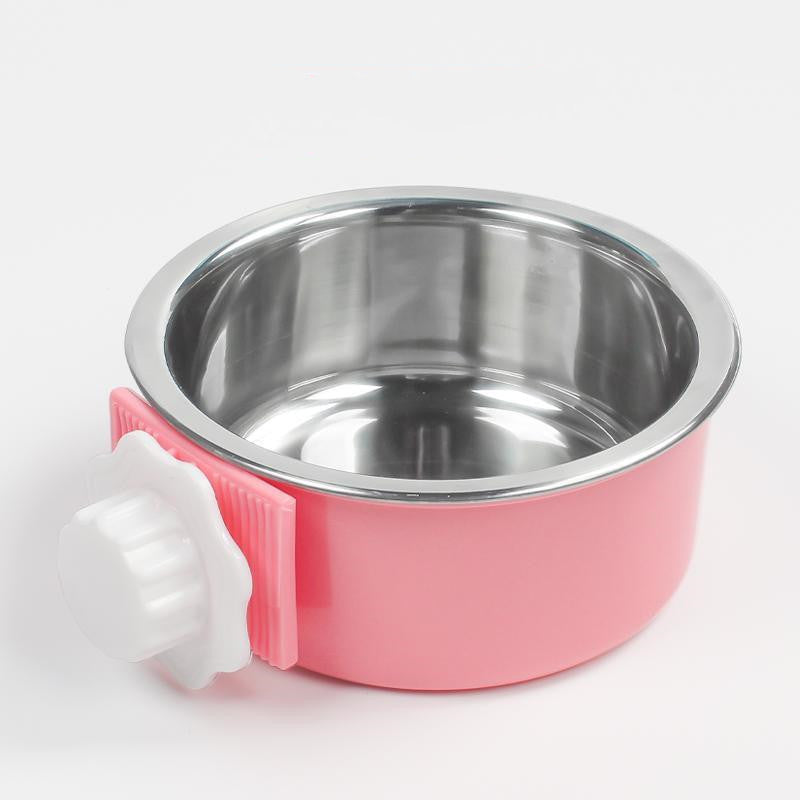 Gamelle fixe en acier inoxydable pour chien et chat Gamelle pour chat Cage pour chien Eau anti-renversement pour chien