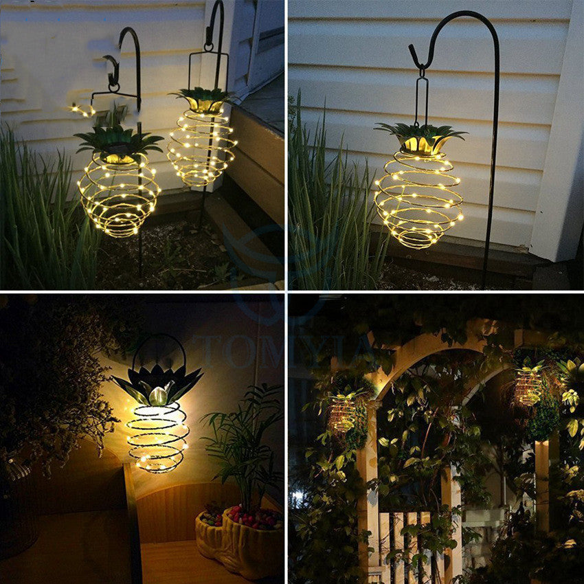 Luces solares de piña para jardín, impermeables, para exteriores, luces de camino, luces de hadas colgantes, Led Solar, decoración de cadena de hadas cálida