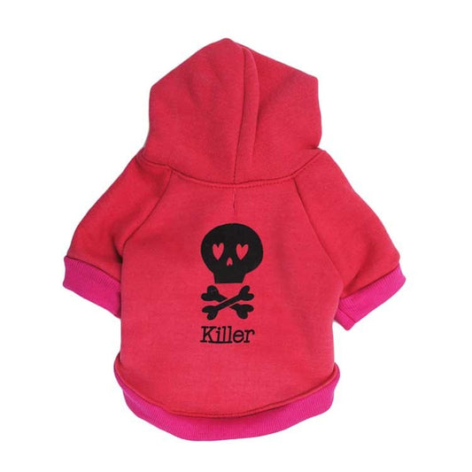 Pet Clothes Dog Costume Halloween Fleece Black Skull Pet Hooded T-shirt