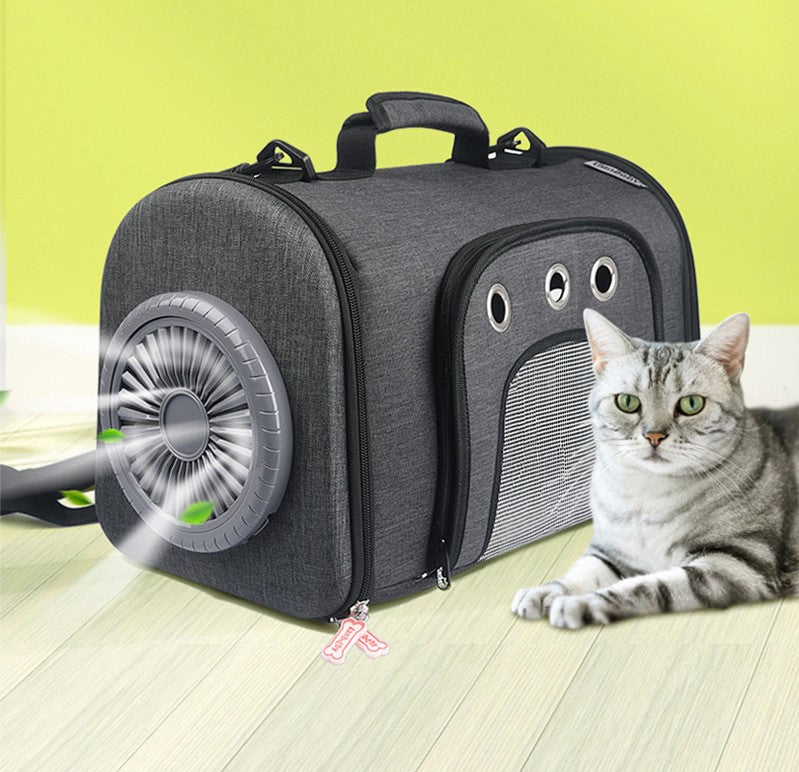 Sac pour animaux de compagnie avec ventilation en maille latérale du ventilateur