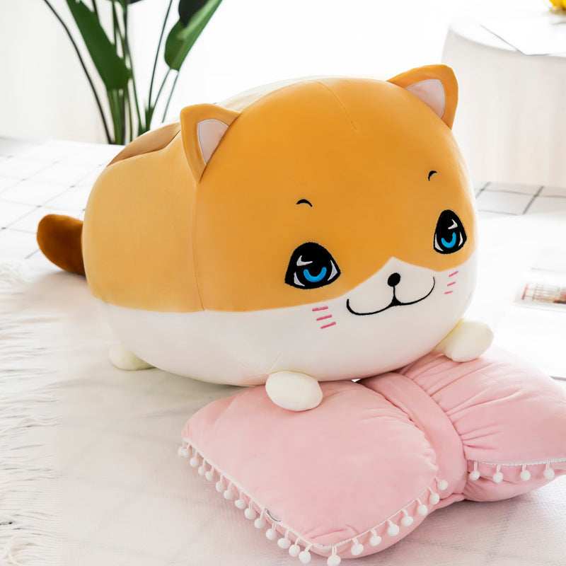 Poupée de chat mignon en peluche grande poupée lit de couchage pain chat oreiller marionnette poupée cadeau d'anniversaire