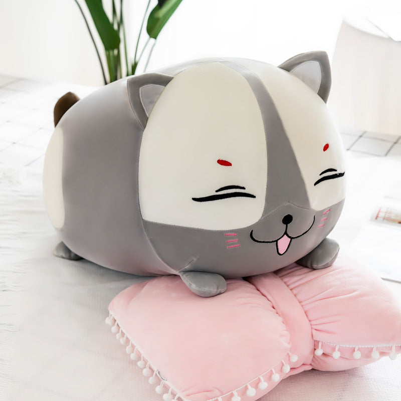 Poupée de chat mignon en peluche grande poupée lit de couchage pain chat oreiller marionnette poupée cadeau d'anniversaire