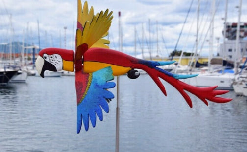 Serie de molinos de viento, loros, decoración de césped y jardín, patio, granja, estacas decorativas de animales, giradores de viento