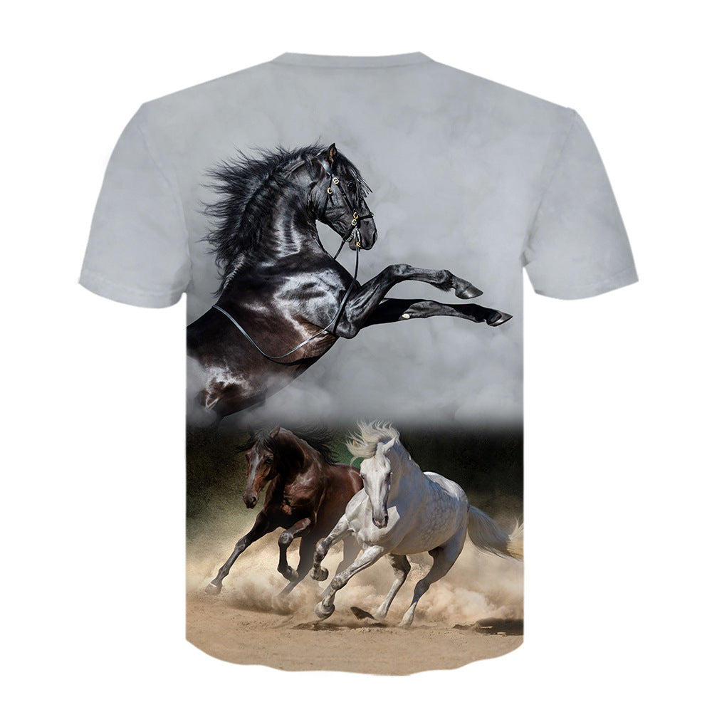 Animal 3d Digital Printing Men's T-Shirt Horse Animal