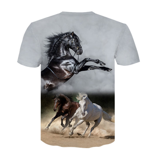 Animal 3D Impression numérique T-shirt pour homme Cheval Animal