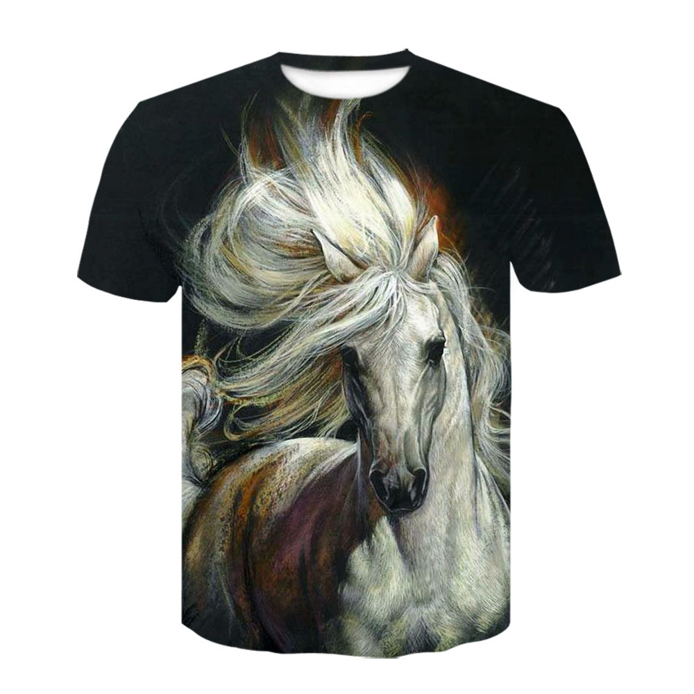 Animal 3d Digital Printing Men's T-Shirt Horse Animal