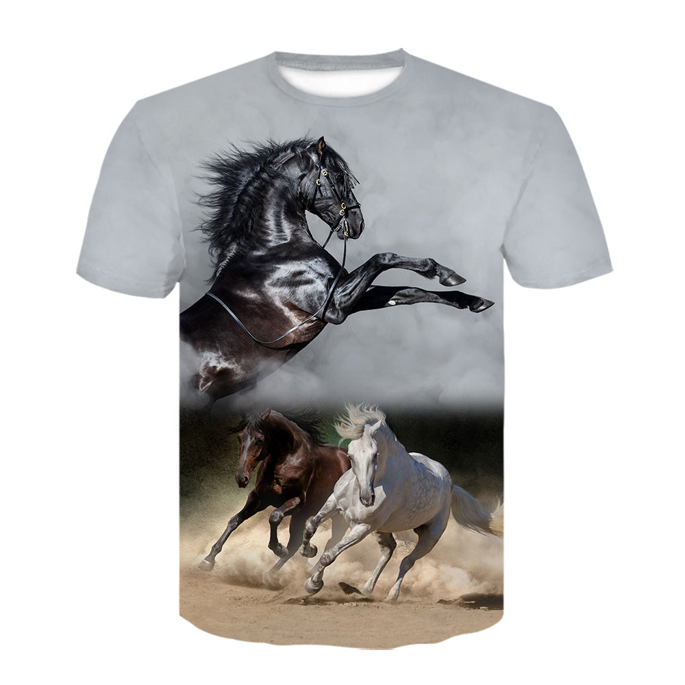 Animal 3d Digital Printing Men's T-Shirt Horse Animal