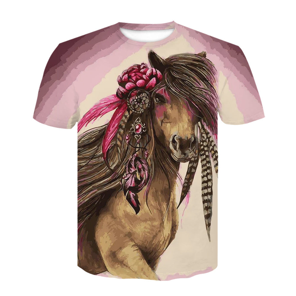 Animal 3d Digital Printing Men's T-Shirt Horse Animal