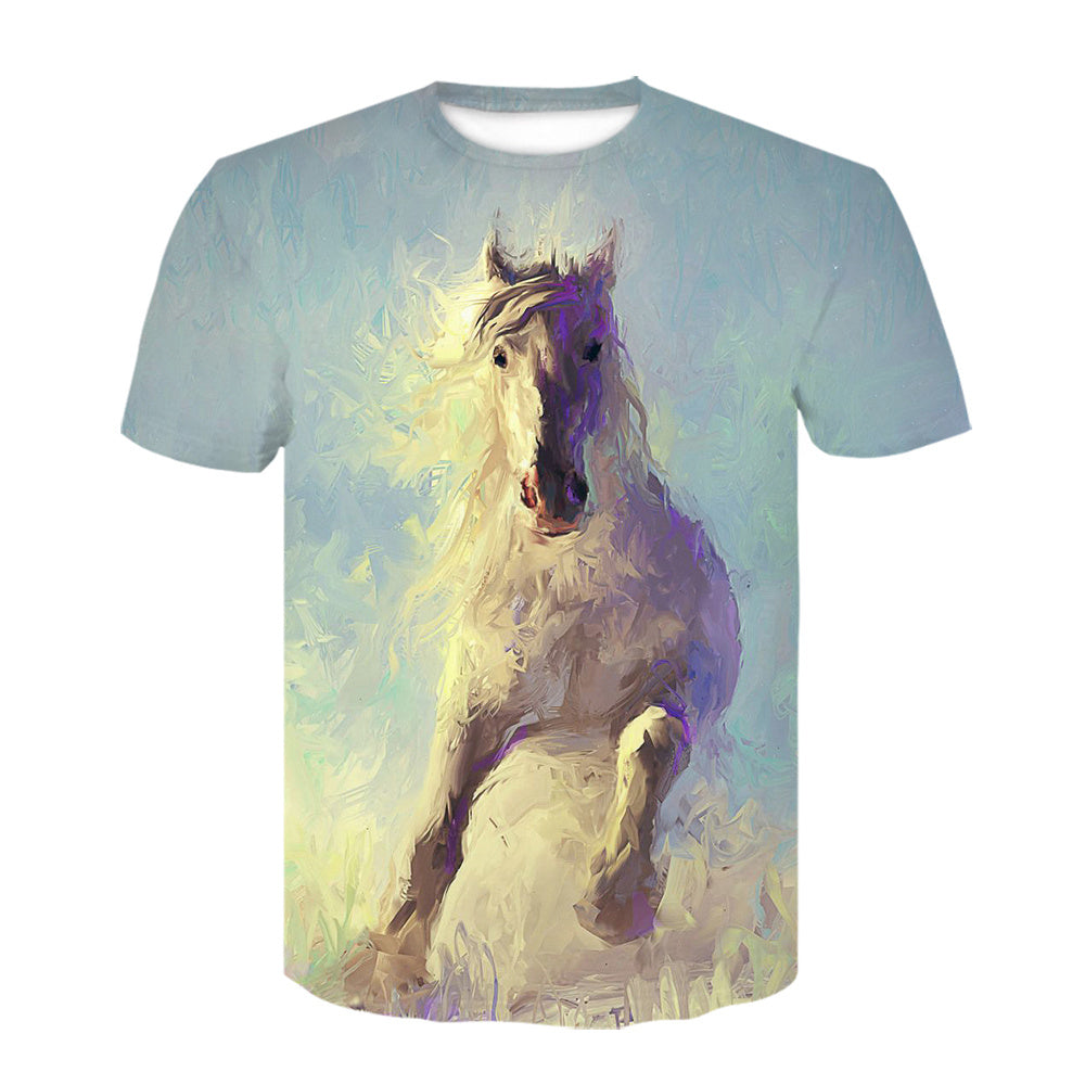 Animal 3d Digital Printing Men's T-Shirt Horse Animal