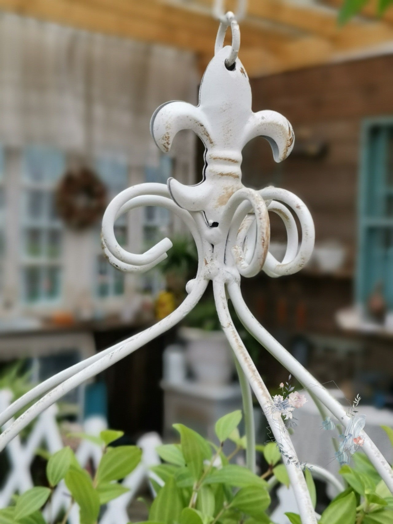 Panier suspendu en fer forgé, décoration de niveau d'espace de balcon de jardin de cour, support de fleurs en pot suspendu