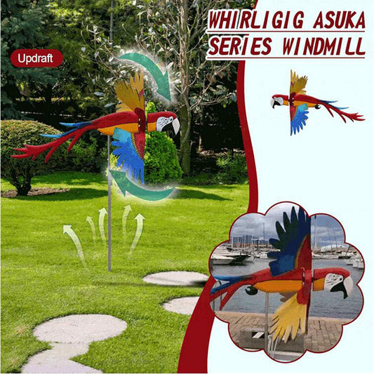 Windmill  Series Parrots Garden Lawn Decoration Courtyard Farm Yard Animal Decorative Stakes Wind Spinners