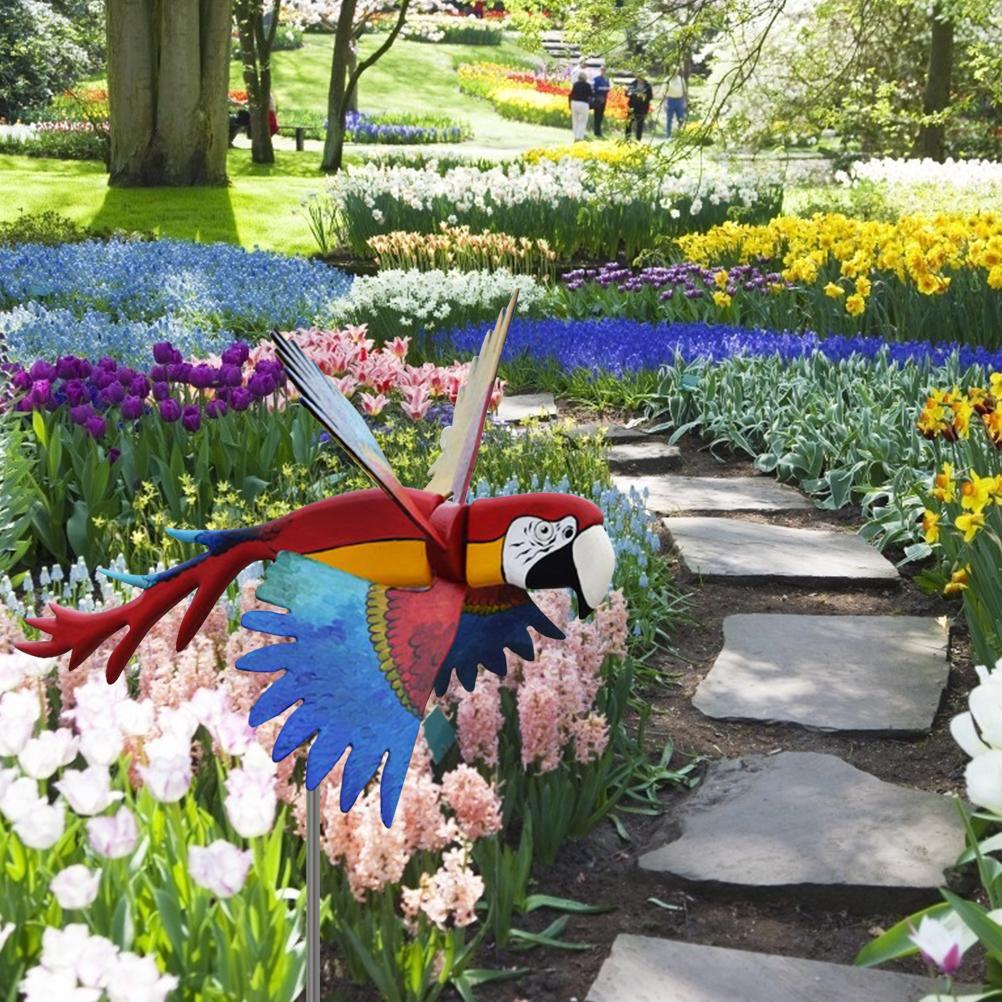 Serie de molinos de viento, loros, decoración de césped y jardín, patio, granja, estacas decorativas de animales, giradores de viento