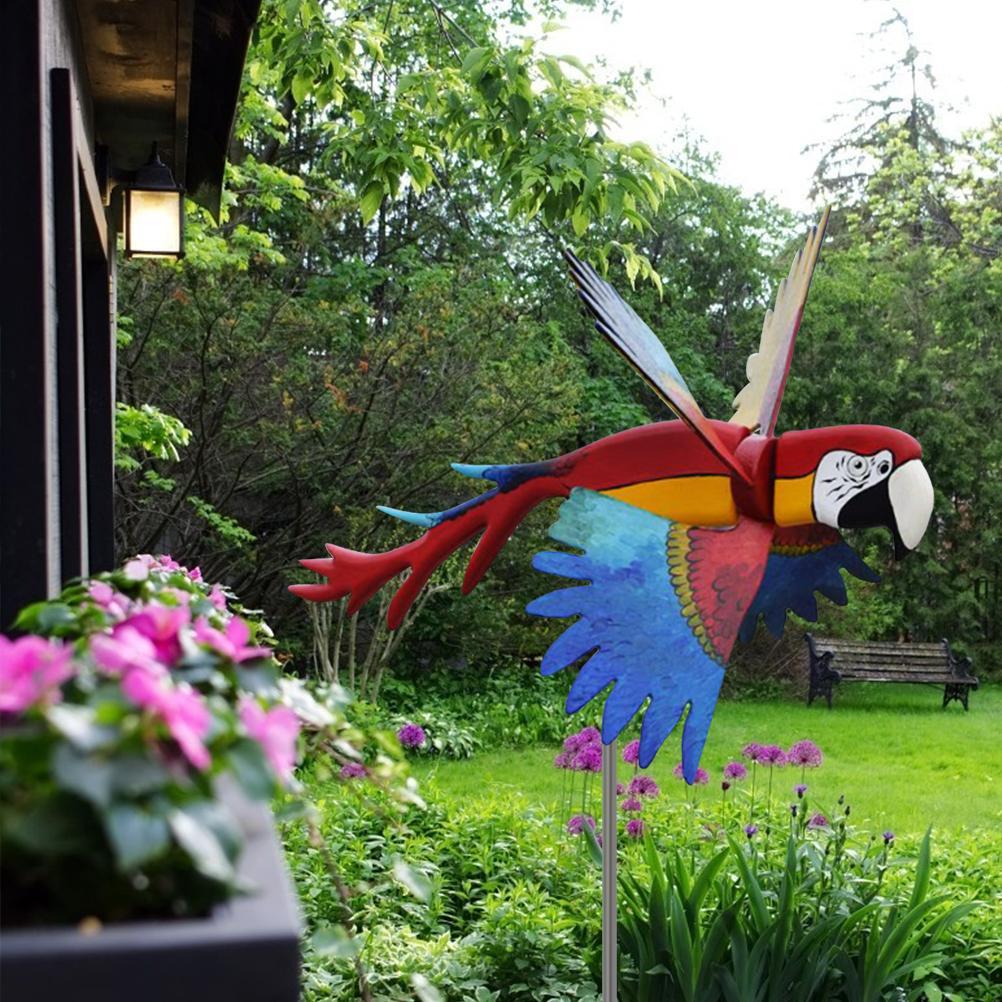 Serie de molinos de viento, loros, decoración de césped y jardín, patio, granja, estacas decorativas de animales, giradores de viento