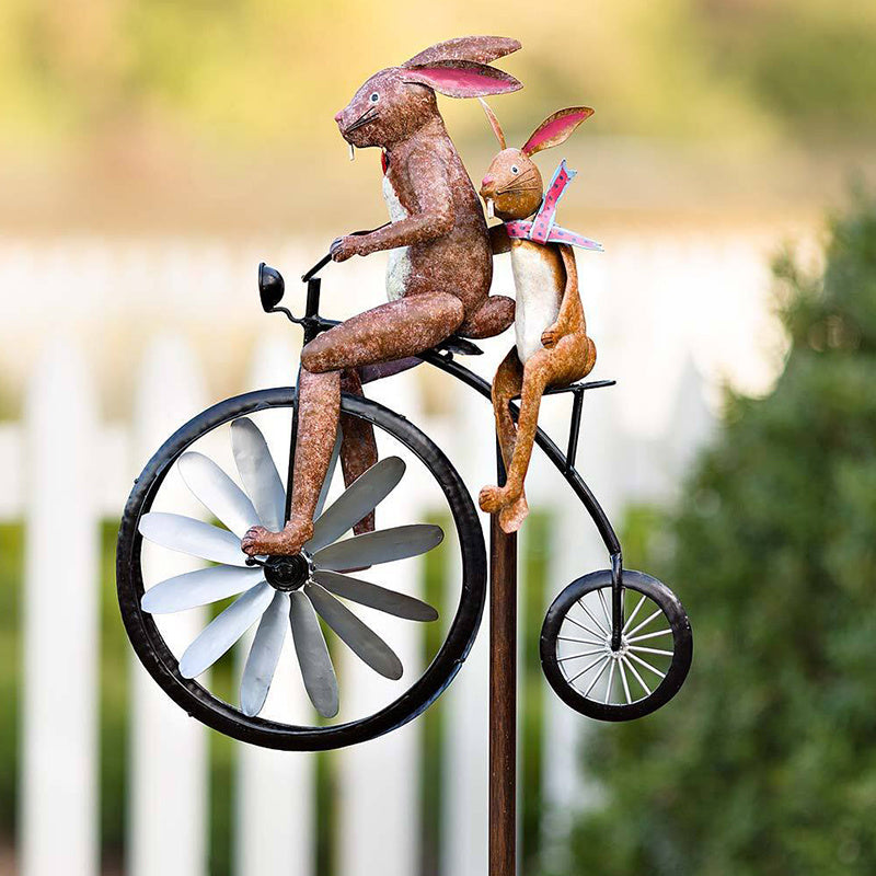 Animal Motorcycle Garden Pile Metal Wrought Iron Courtyard Garden Decoration Windmill