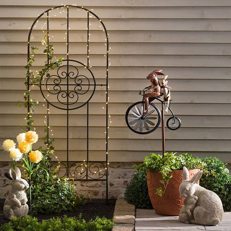 Animal Motorcycle Garden Pile Metal Wrought Iron Courtyard Garden Decoration Windmill