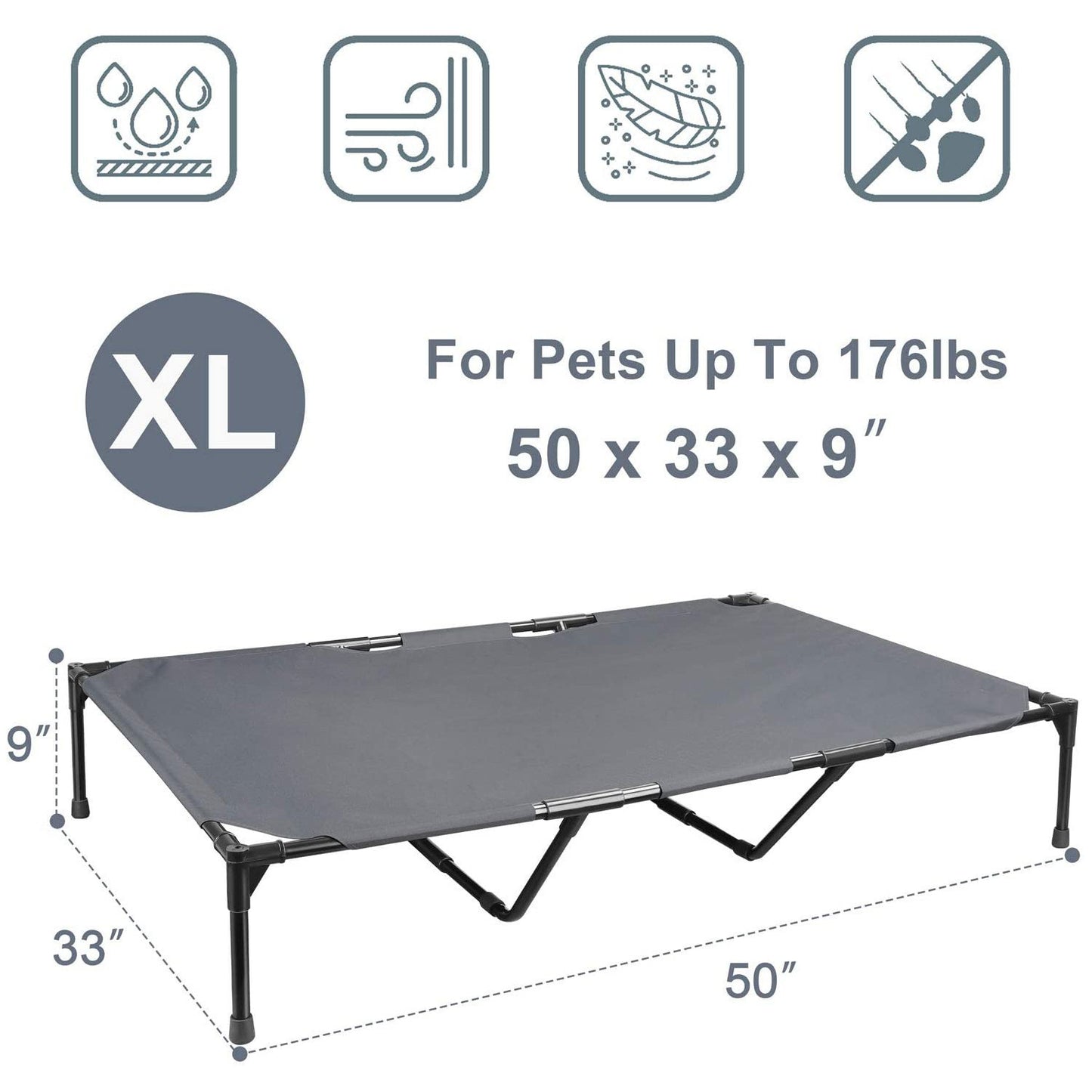 Large Outdoor Pet Camping Bed, Elevated Dog Bed, Kennel, All Seasons, Easy Cleaning