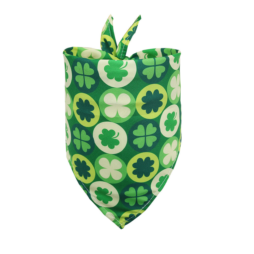 St. Patrick'S Day Pet Saliva Towel Clover Pet Triangle Scarf Four-Leaf Clover Dog Scarf Pet Accessories Sm