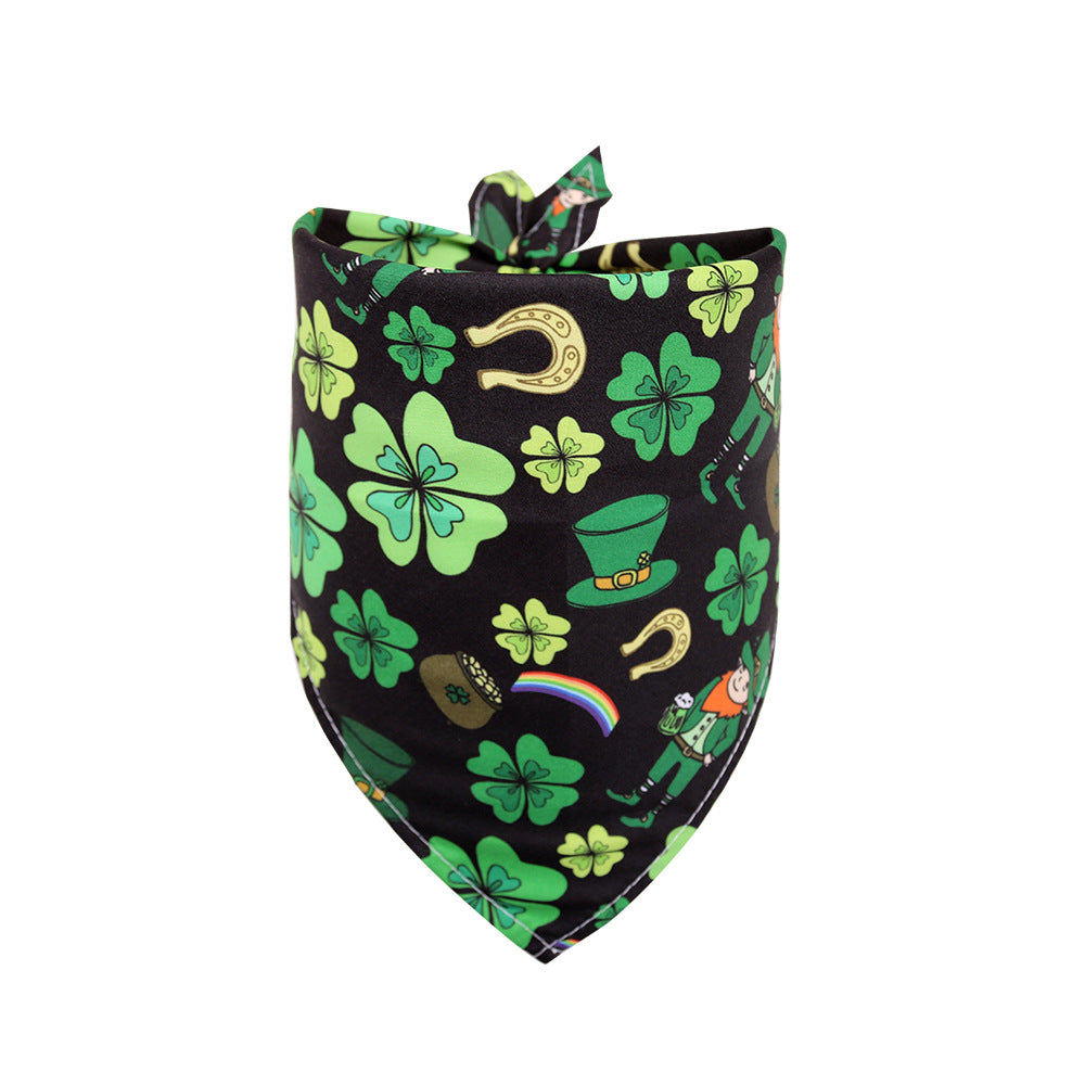 St. Patrick'S Day Pet Saliva Towel Clover Pet Triangle Scarf Four-Leaf Clover Dog Scarf Pet Accessories Sm