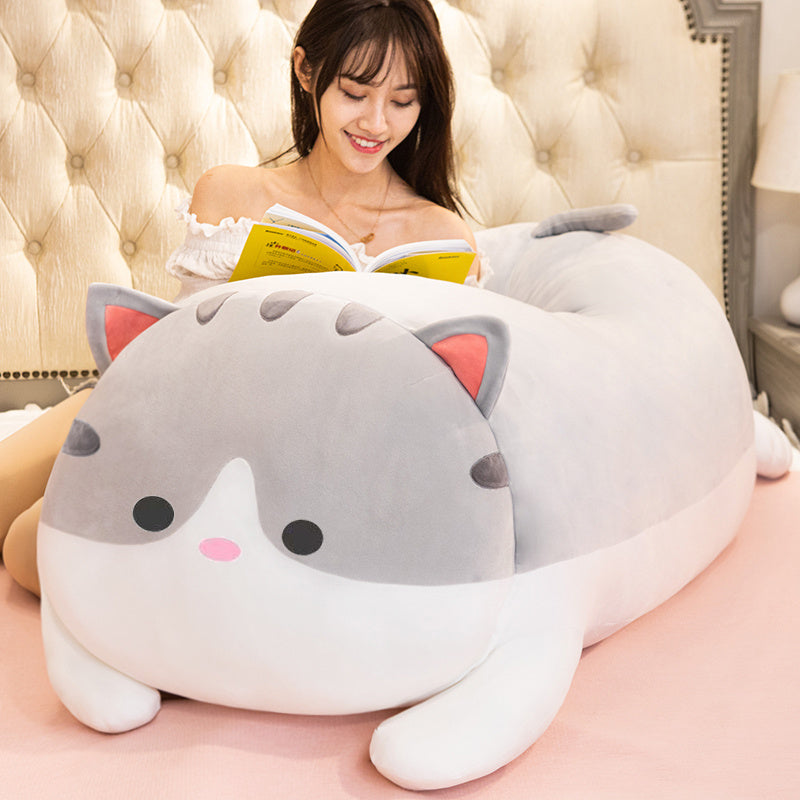 Jouet en peluche chat mignon poupée de chiffon fille oreiller de couchage lit poupée super douce cadeau d'anniversaire