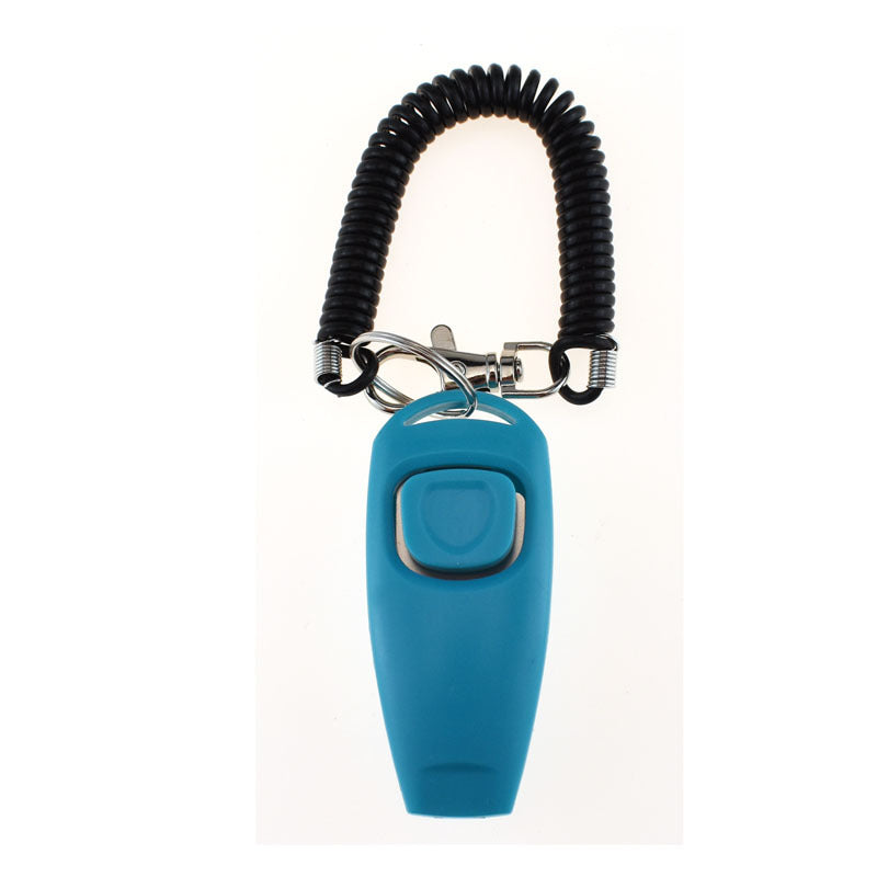 Clicker dos en uno para adiestramiento de mascotas, silbato para adiestramiento de perros, pulsera amarilla