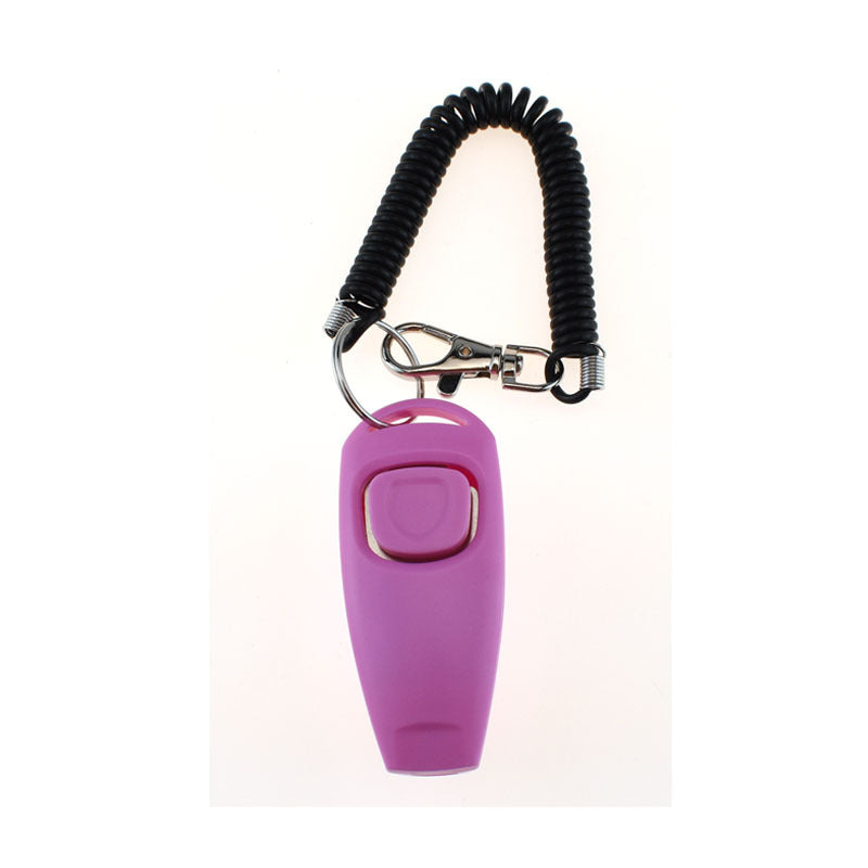 Clicker dos en uno para adiestramiento de mascotas, silbato para adiestramiento de perros, pulsera amarilla