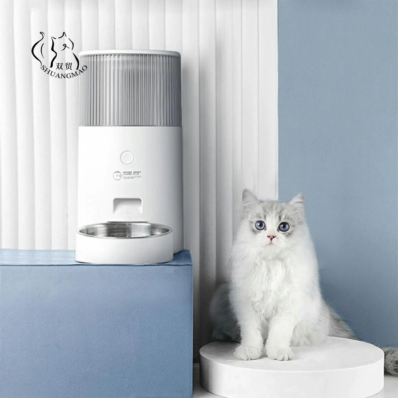 Fontaine d'eau pour animaux de compagnie, mangeoire automatique intelligente 2,5 l, bols de nourriture pour chiens, fournitures d'alimentation intelligentes à distance pour chats, alimentation USB 2 en 1