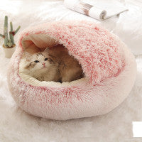 Cama 2 en 1 para perros y gatos, cama de invierno para mascotas, cama redonda de felpa cálida, cama suave y larga para mascotas