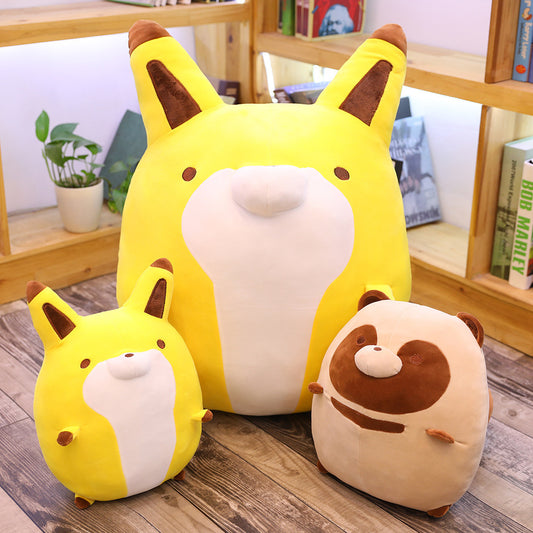 Nuevo anime dibujos animados mapache y zorro juguetes de peluche lindo almohada peluche bebé juguete suave acolchado cojín animales de peluche decoración del hogar