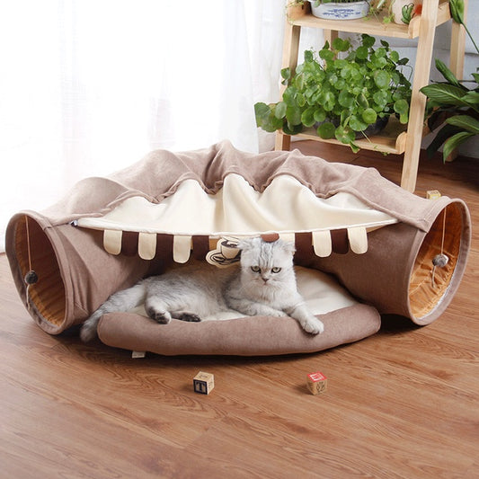 Túnel para gatos domésticos, juguete interactivo, hurones plegables móviles, túneles de cama para conejos, juguetes para interiores, productos para hacer ejercicio para gatitos