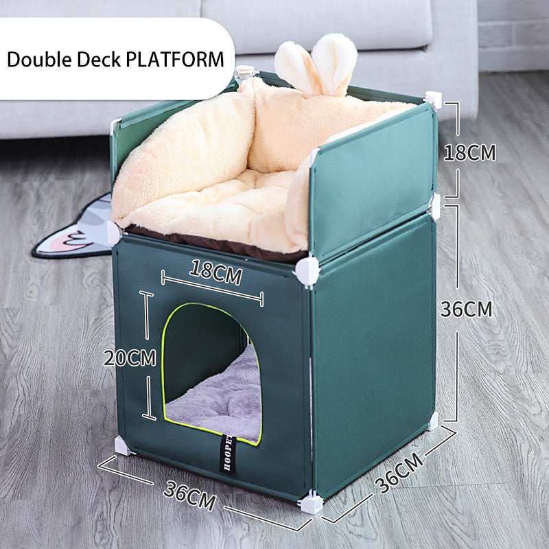 Warm Cat House Villa doble para gatos completamente cerrada