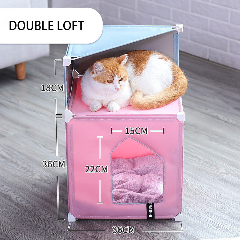 Maison chaleureuse pour chats, villa double pour chats, entièrement fermée