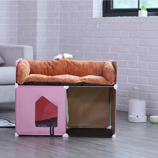 Maison chaleureuse pour chats, villa double pour chats, entièrement fermée