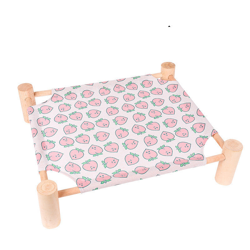 Cama de camping para mascotas, perrera, perro pequeño de verano, cuatro estaciones de madera, alfombrilla para gatos utilizable, fácil de quitar y lavar, arena para gatos, suministros para gatos