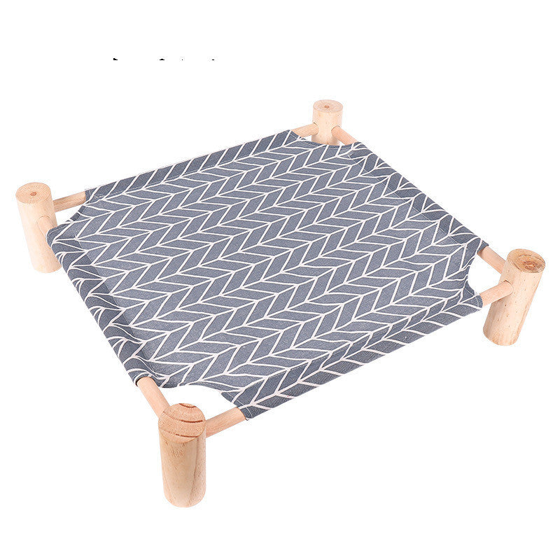 Cama de camping para mascotas, perrera, perro pequeño de verano, cuatro estaciones de madera, alfombrilla para gatos utilizable, fácil de quitar y lavar, arena para gatos, suministros para gatos