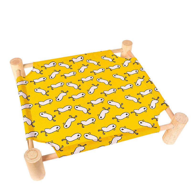 Cama de camping para mascotas, perrera, perro pequeño de verano, cuatro estaciones de madera, alfombrilla para gatos utilizable, fácil de quitar y lavar, arena para gatos, suministros para gatos