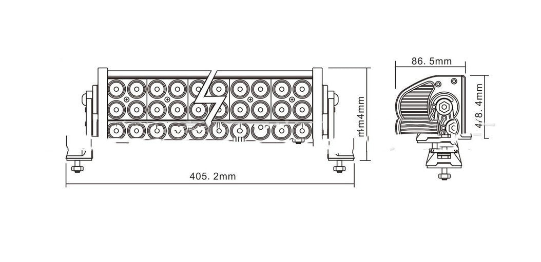 Lampe de travail à bande Led 72W, lampe auxiliaire de recherche