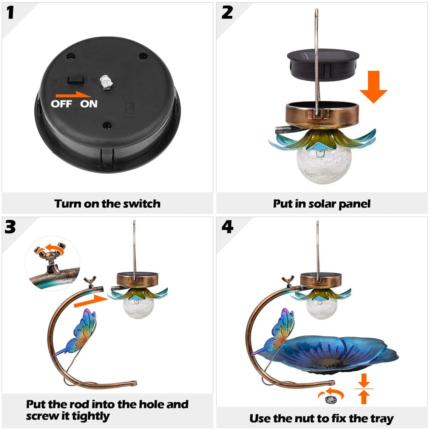 Comedero solar para pájaros con bola de crack