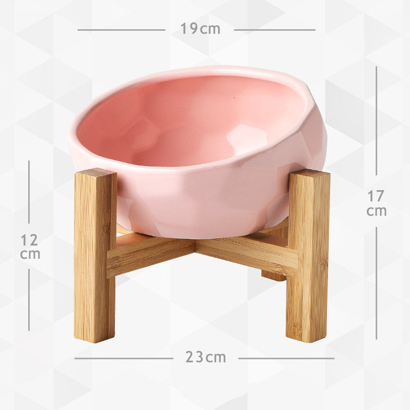 Yuanmiao Cat Bowl Ceramic Cat Food Bowl Protect Cervical Spine Cat Double Bowl Dog Water Bowl Food Bowl Dog Bowl Pet Bowl