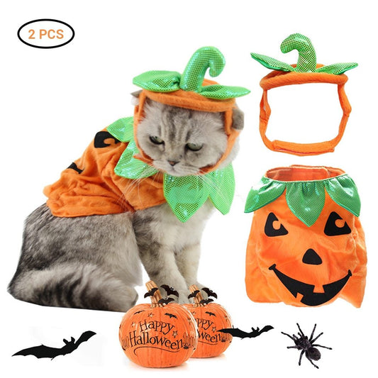 Accesorios de disfraz de gatos domésticos para Halloween, decoración creativa de hojas verdes con forma de calabaza, ropa de Cosplay, suministros de ropa para vacaciones