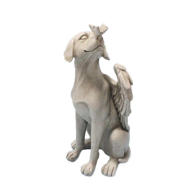 Angel Dog Decoration Creative Resin Pet Garden Animal Statue Decoration