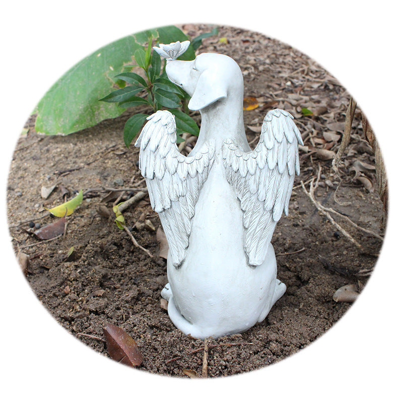 Angel Dog Decoration Creative Resin Pet Garden Animal Statue Decoration