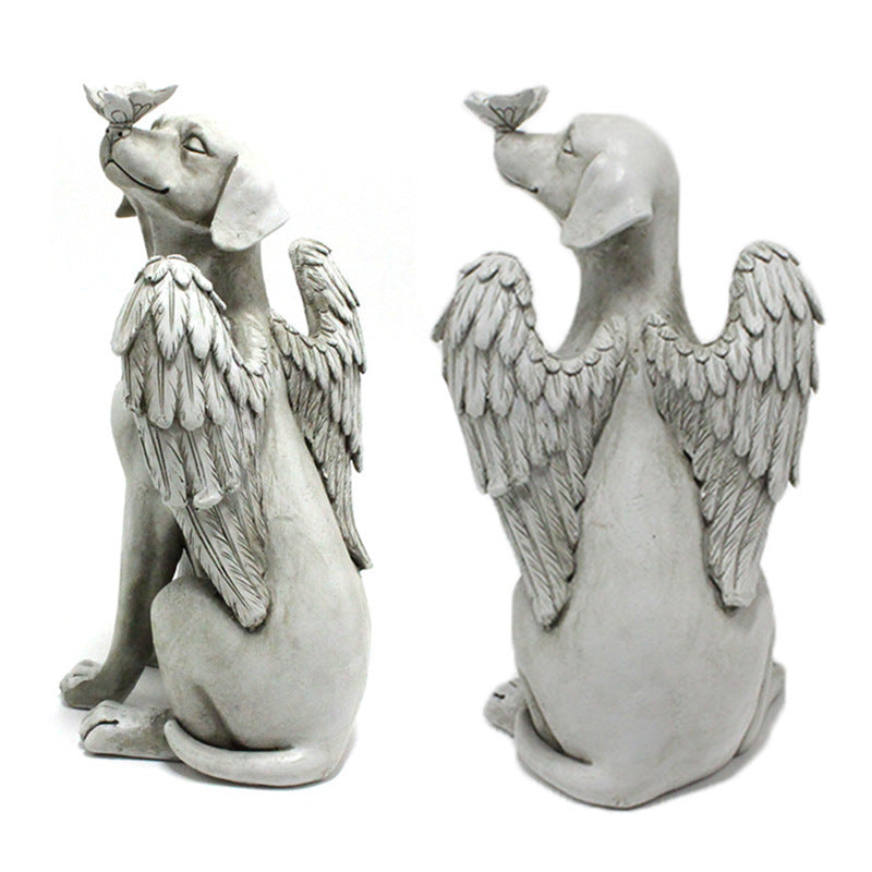 Angel Dog Decoration Creative Resin Pet Garden Animal Statue Decoration