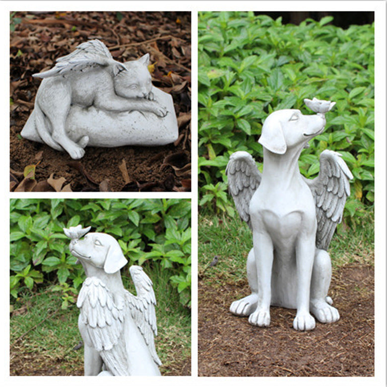 Angel Dog Decoration Creative Resin Pet Garden Animal Statue Decoration