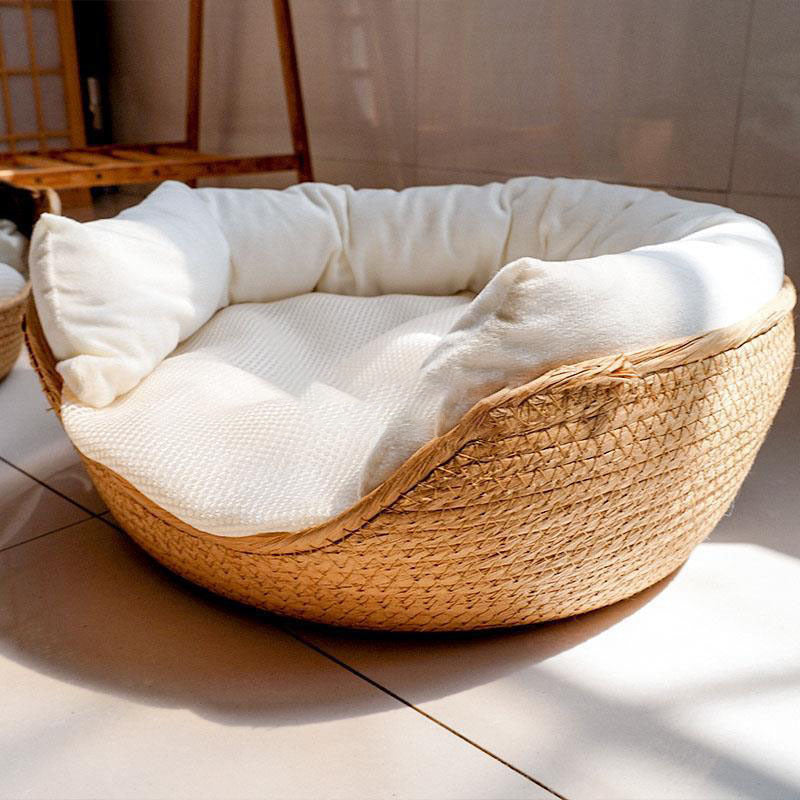 Cesta colgante de arena para gatos de ratán tipo almohada envolvente Cama para gatos Four Seasons