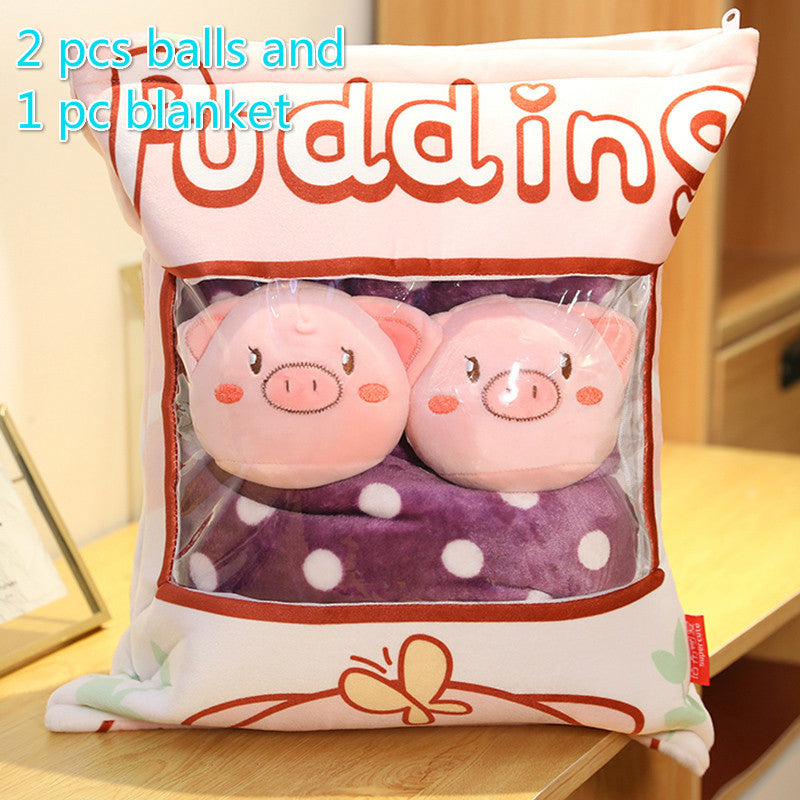 Sac à pouding en peluche, Mini poupée boule d'animaux, fleur de cerisier, lapin Hamster pingouin fraise fruits banane sieste sac à bonbons