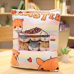 Sac à pouding en peluche, Mini poupée boule d'animaux, fleur de cerisier, lapin Hamster pingouin fraise fruits banane sieste sac à bonbons